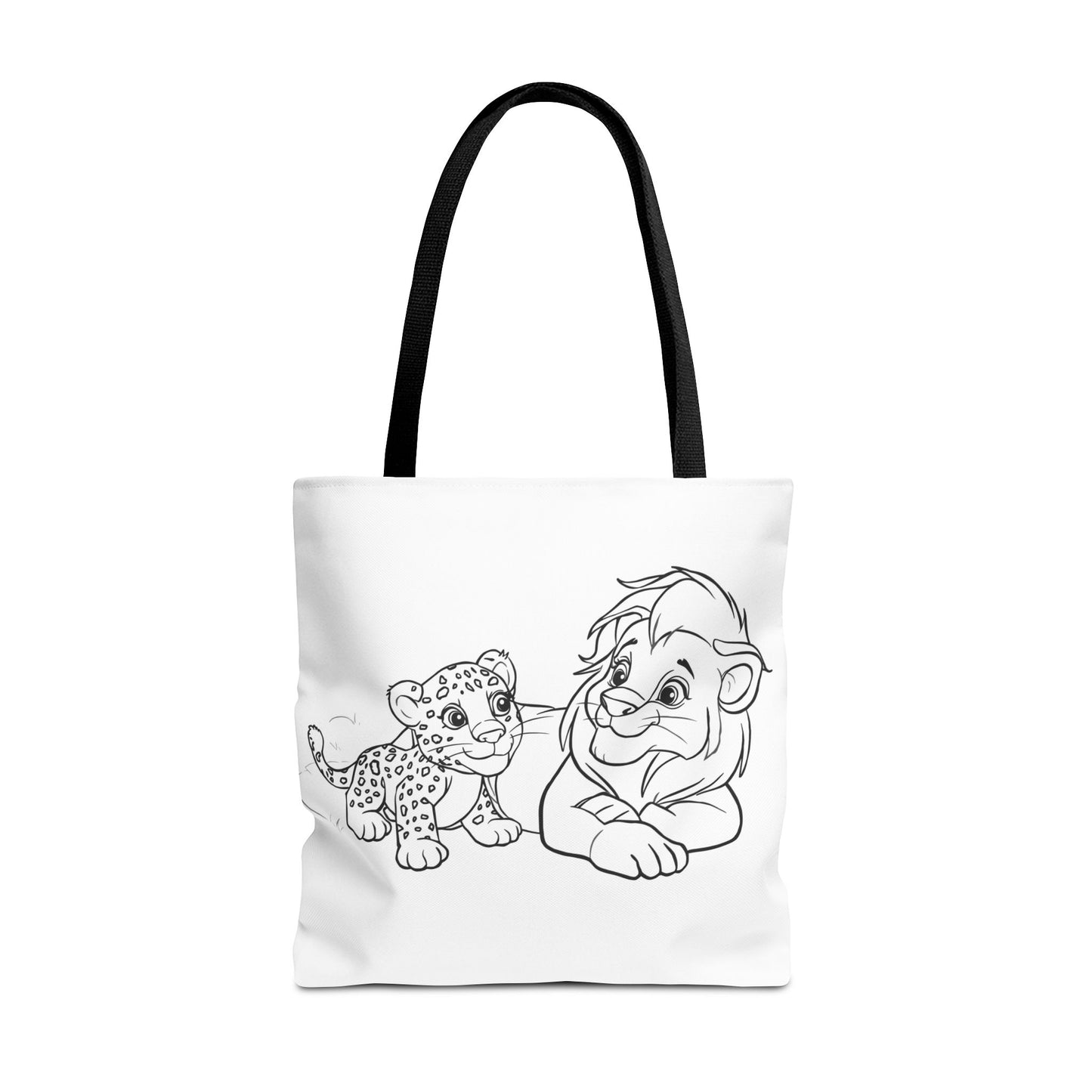 Lion and cub tote bag with whimsical animal design