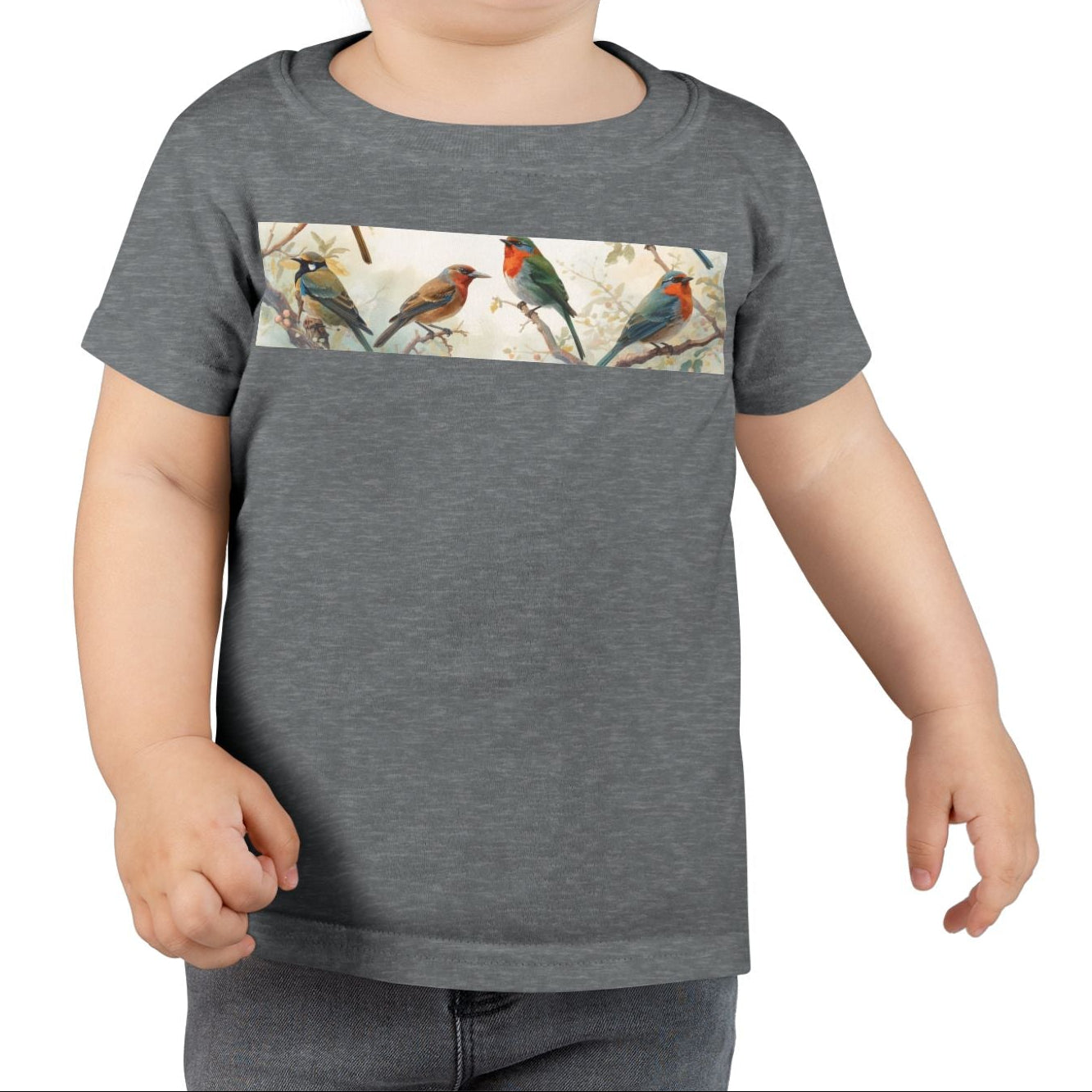 Cute nature toddler shirt with vintage bird design for kids