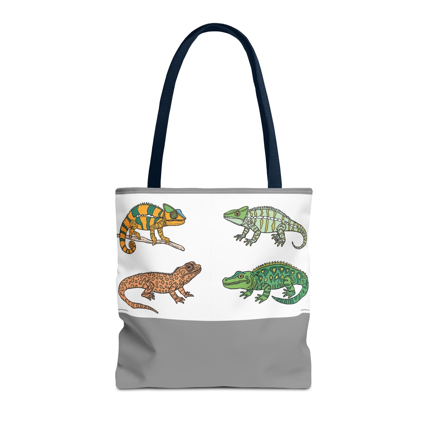 Eco-friendly lizard tote bag with colorful reptile print design