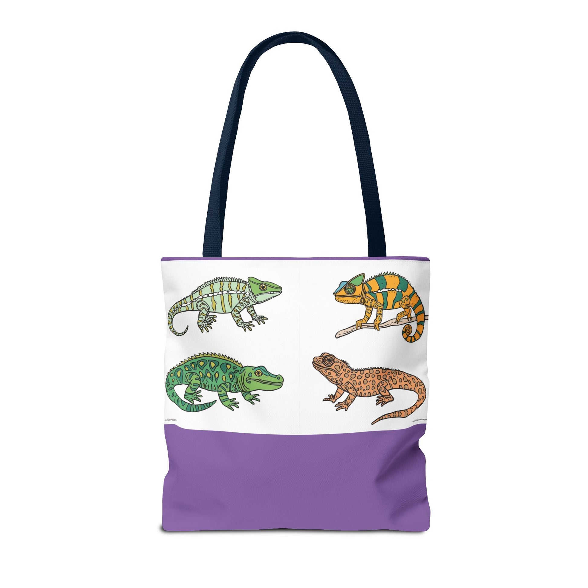 Reptile tote bag with colorful lizard print for beach and shopping