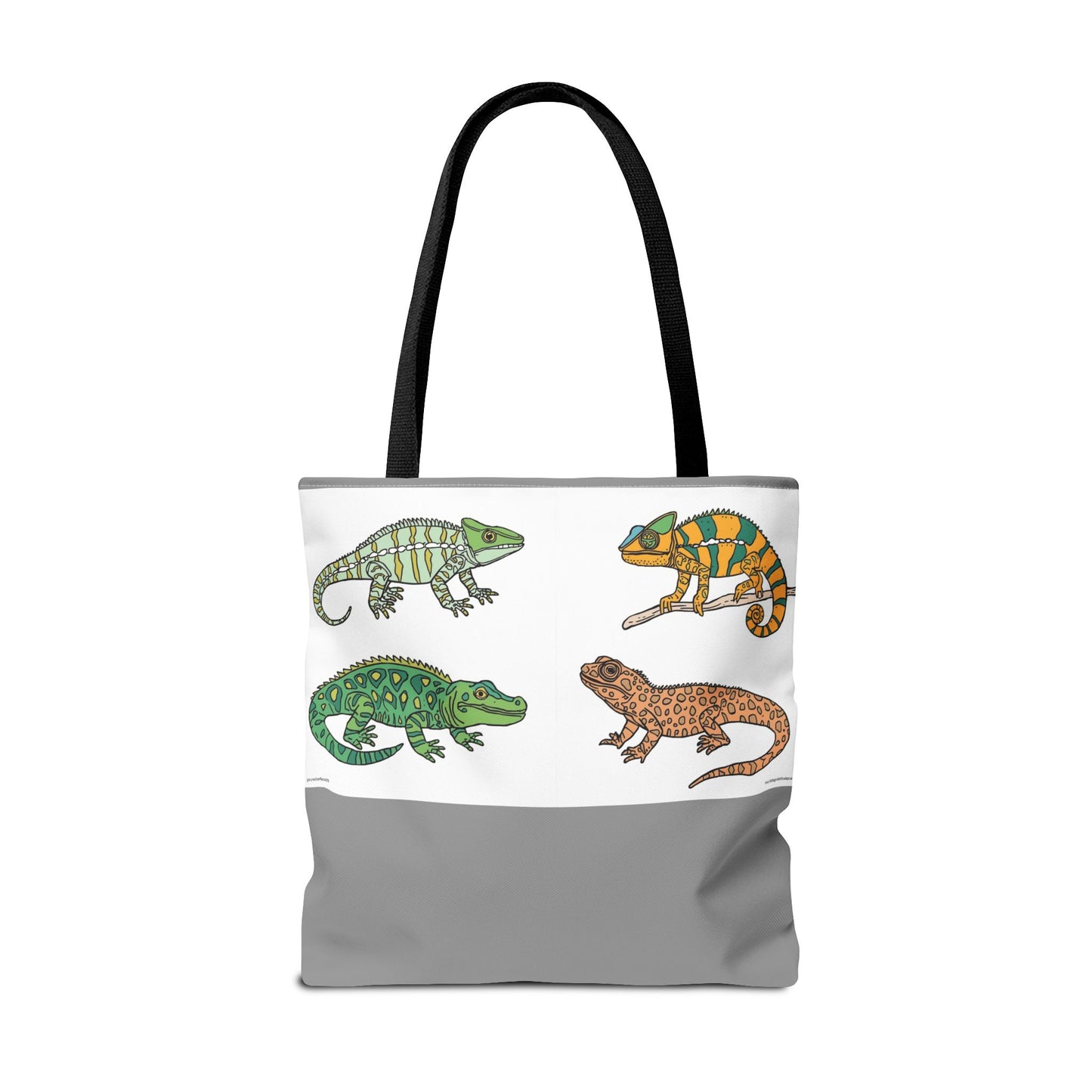 Eco-friendly lizard tote bag with colorful reptile print design