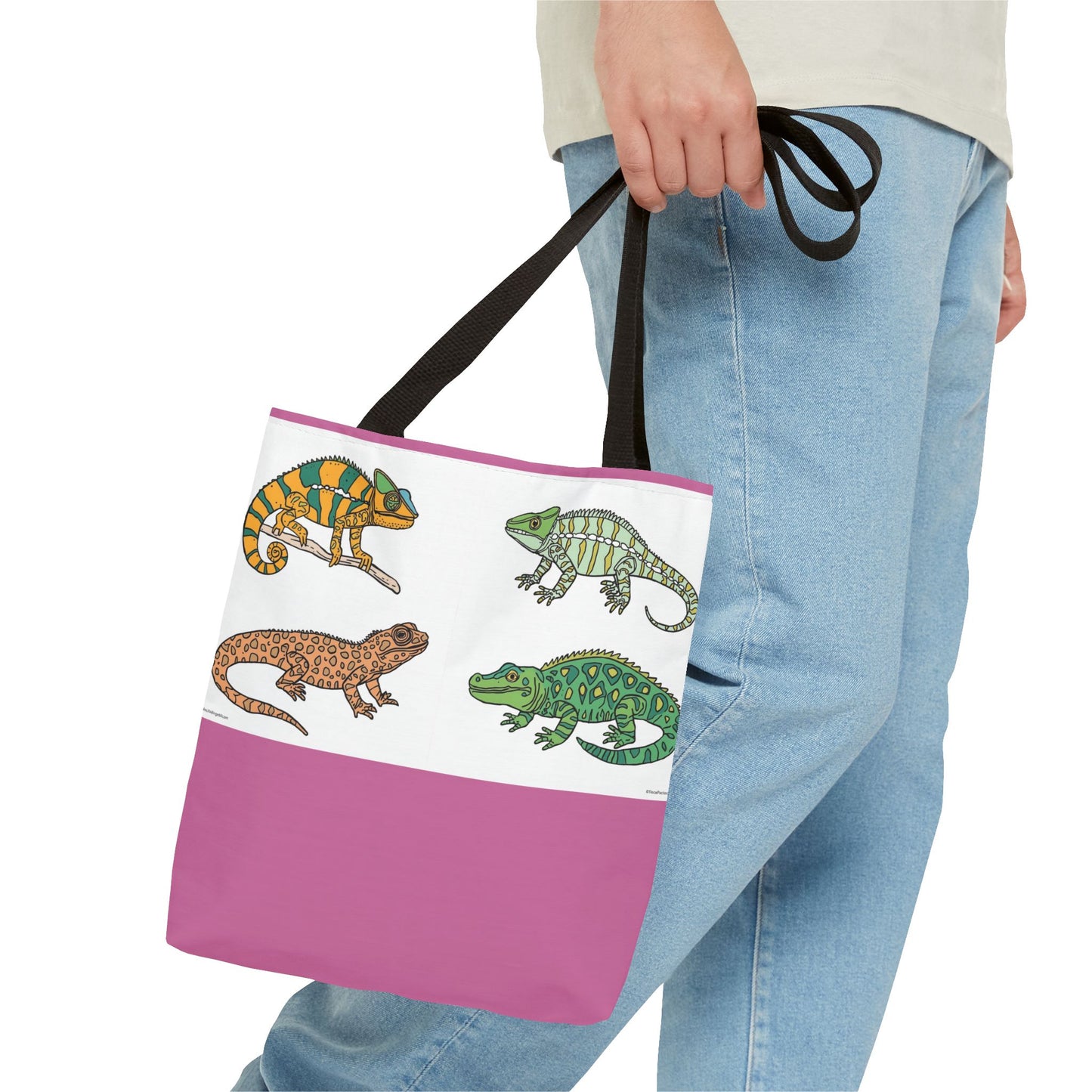 Colorful Lizard Tote Bag, Reptile Lover Gift, Eco-Friendly Shopping Bag, Beach Bag, Animal Print Purse