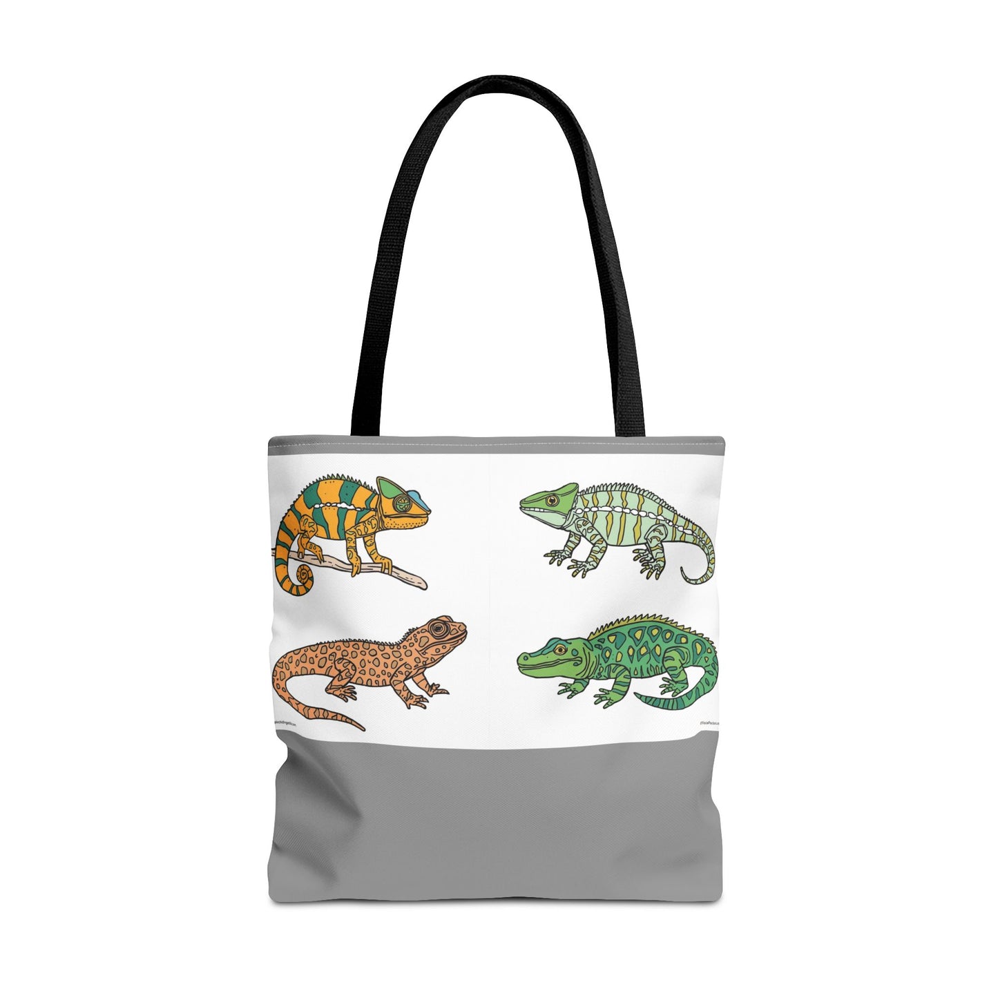 Eco-friendly lizard tote bag with colorful reptile print design