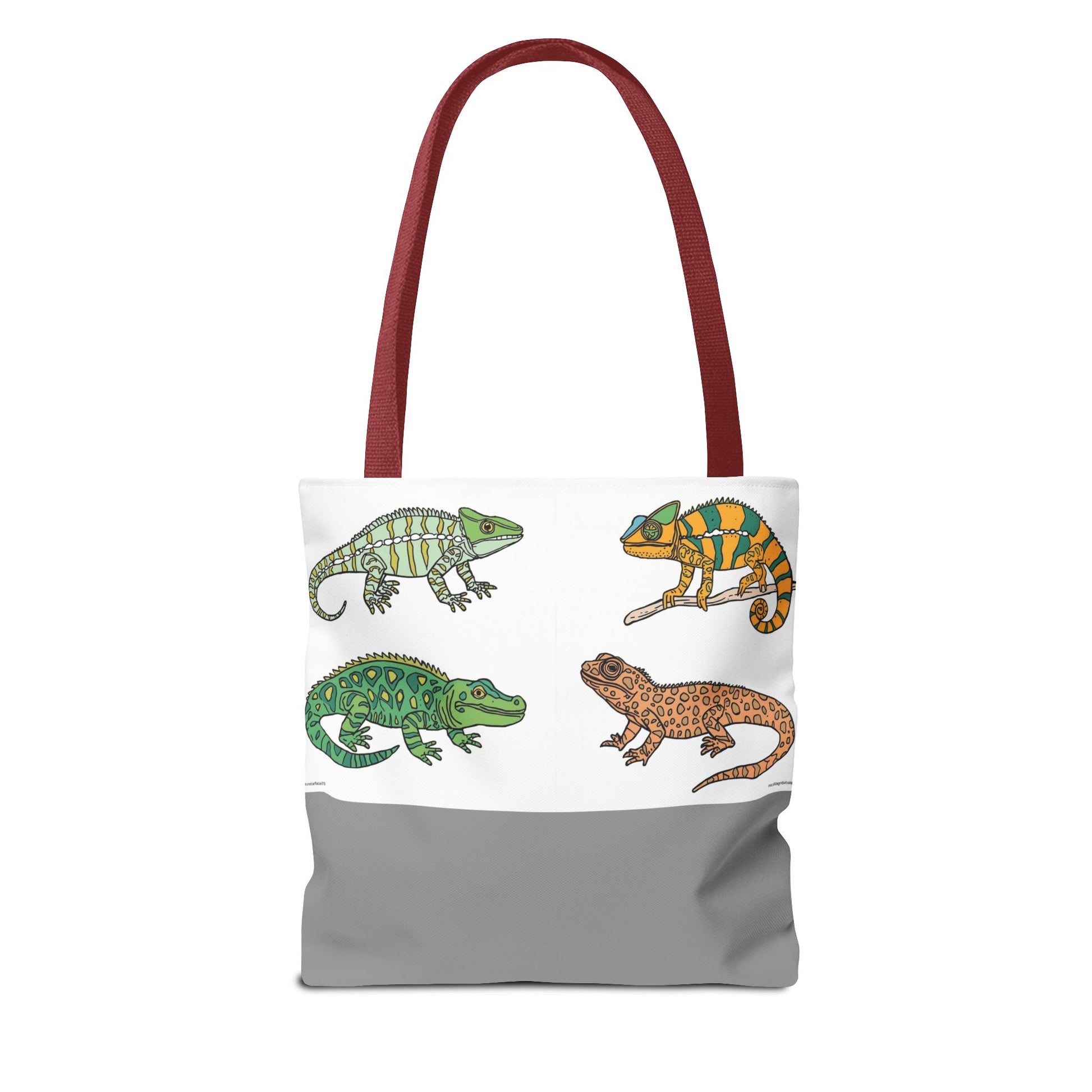 Eco-friendly lizard tote bag with colorful reptile print design