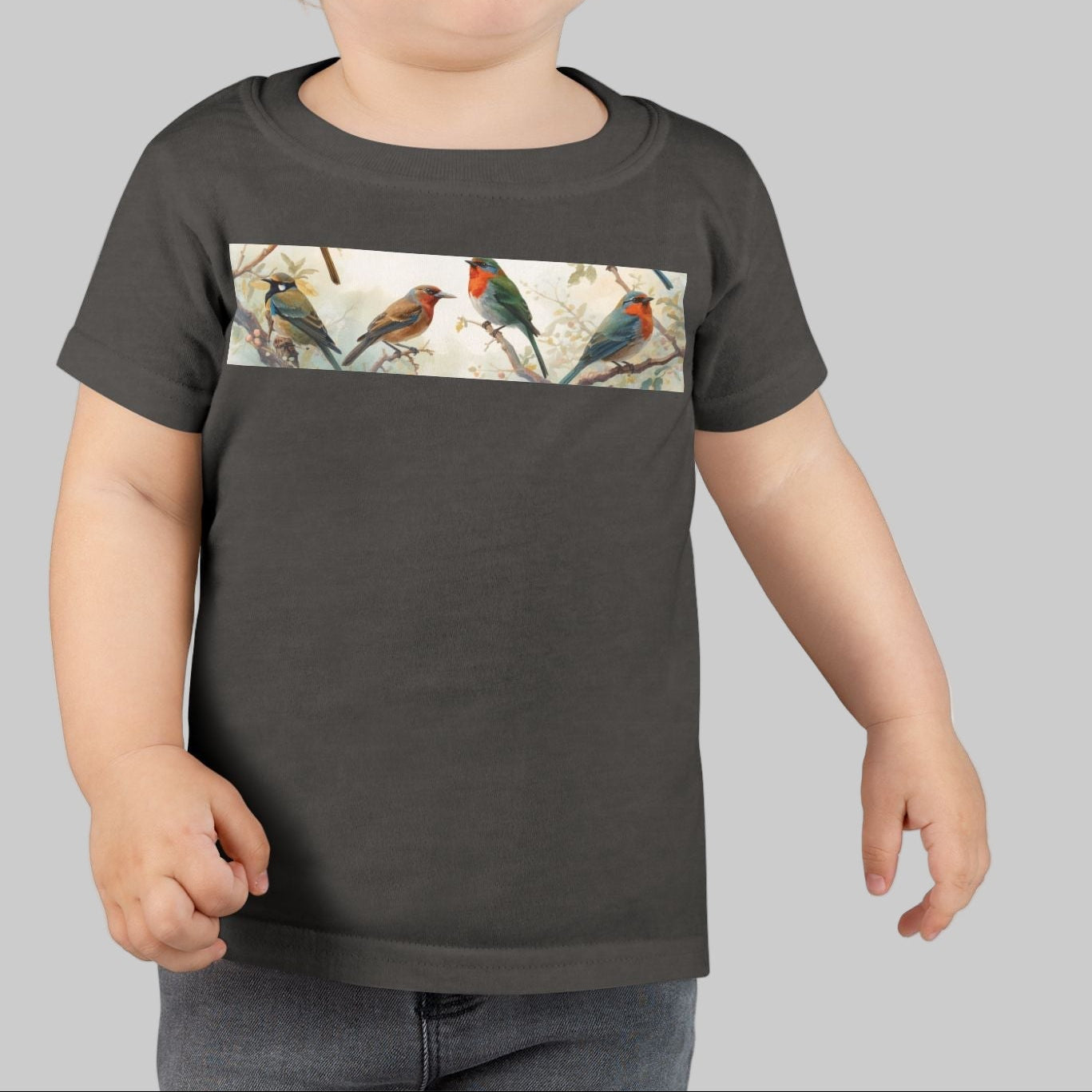 Cute nature toddler shirt with vintage bird design for kids
