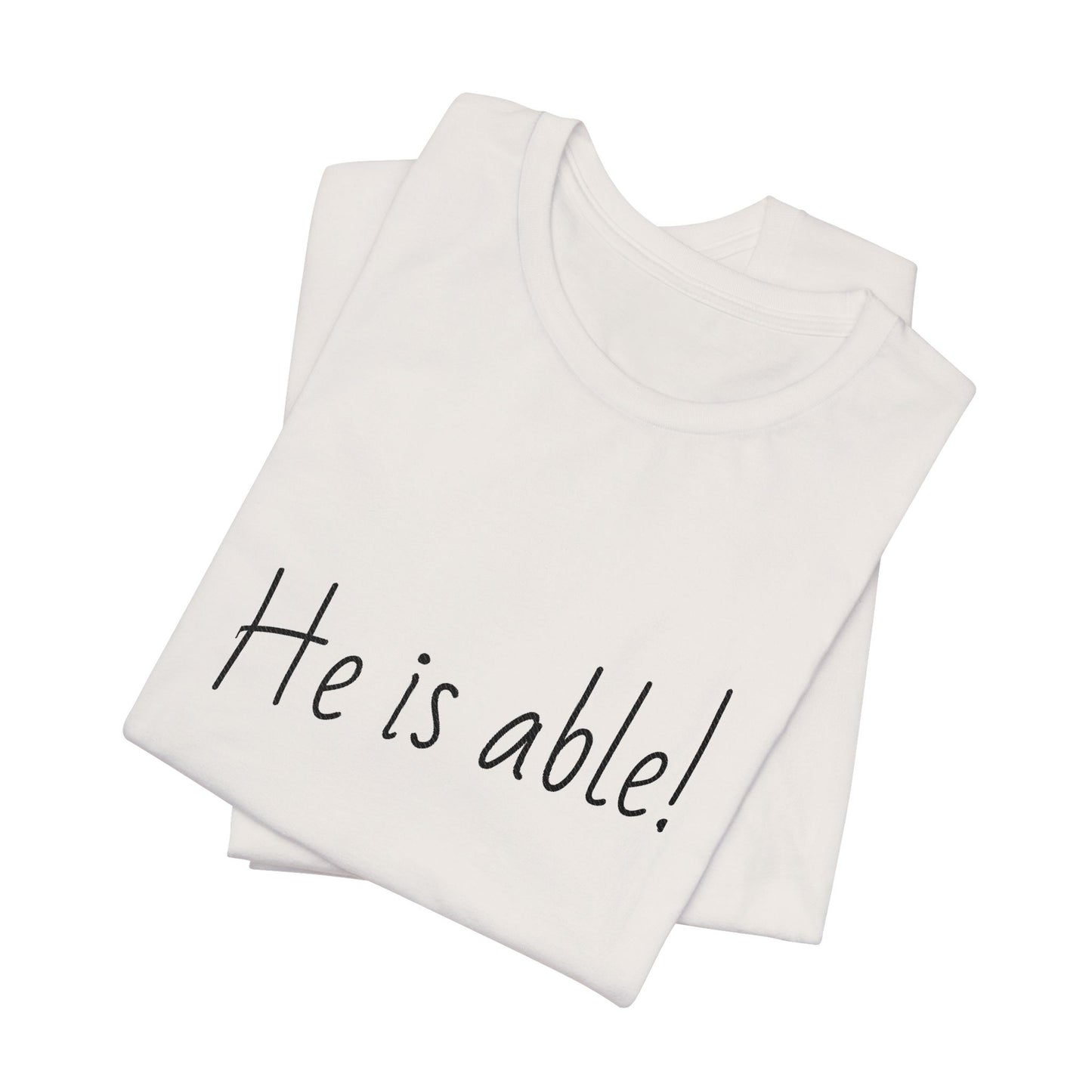 Faith-based jersey tee with inspirational message for believers