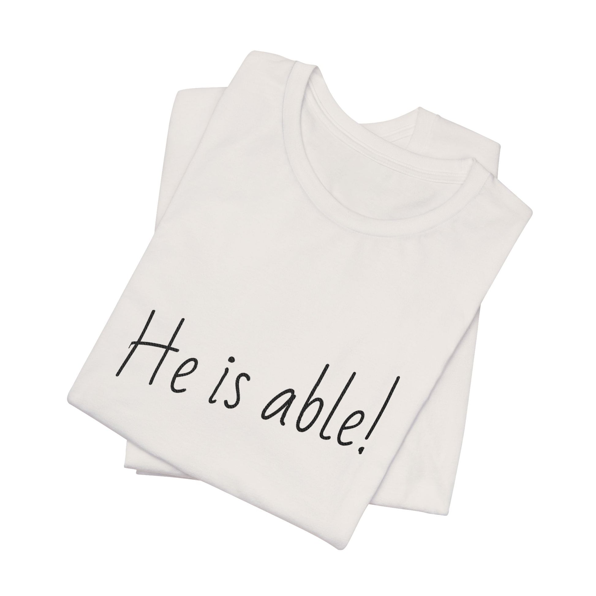 Faith-based jersey tee with inspirational message for believers