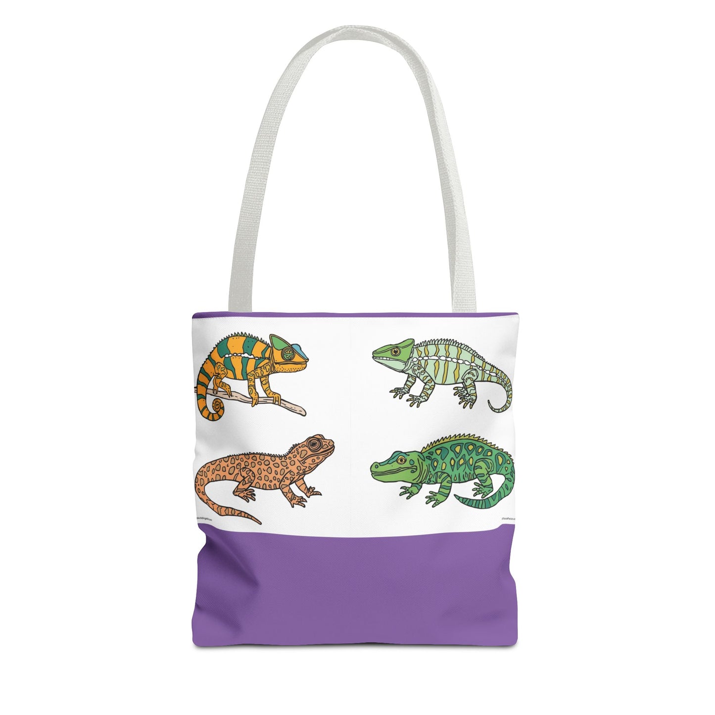 Reptile tote bag with colorful lizard print for beach and shopping
