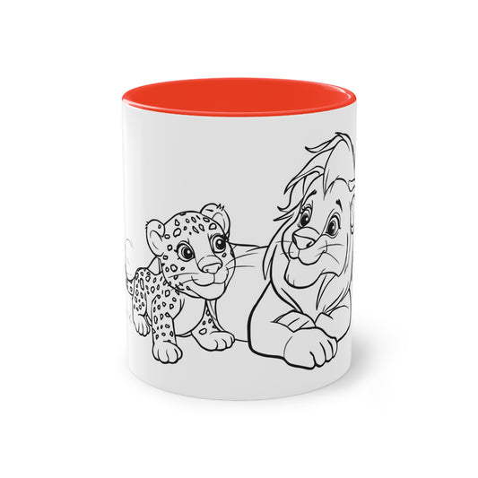 Animal lover coffee mug with playful two-tone design for families