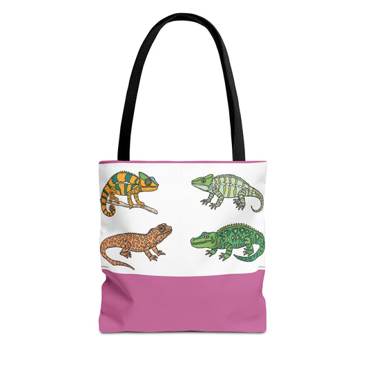 Colorful Lizard Tote Bag, Reptile Lover Gift, Eco-Friendly Shopping Bag, Beach Bag, Animal Print Purse